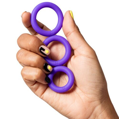 REMIX TRIO CONJUNTO DE 3 ANÉIS PENIANOS DE SILICONE ROXOS