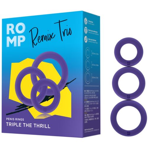 REMIX TRIO CONJUNTO DE 3 ANÉIS PENIANOS DE SILICONE ROXOS