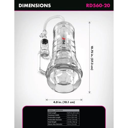 VIEWTUBE VAC XXL TRANSPARENTE STROKER COM BOMBA DE SUCÇÃO 27,3 CM
