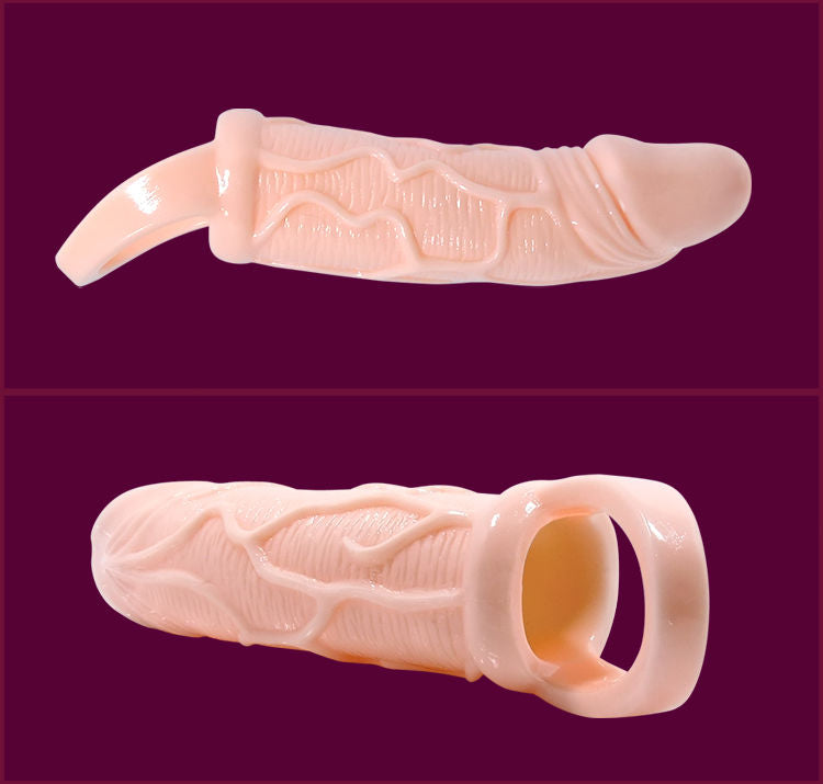 FUNDA EXTENSORA PENE CON VIBRACION Y STRAP PARA TESTICULOS 13.5 CM