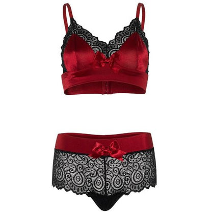 CONJUNTO DE 2 PCS LINGERIE PRETO E VERMELHO
