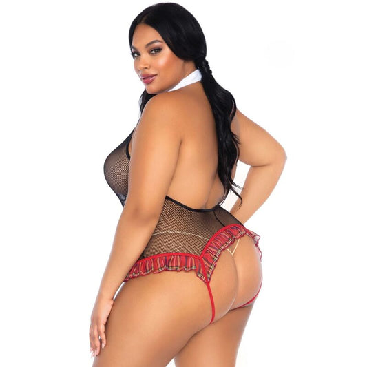 SCHOOLGIRL CROTHLESS FITNESS TEDDY PLUS SIZE
