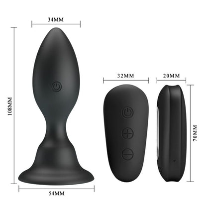 PLUG ANAL COM CONTROLE REMOTO VIBRAO PRETO