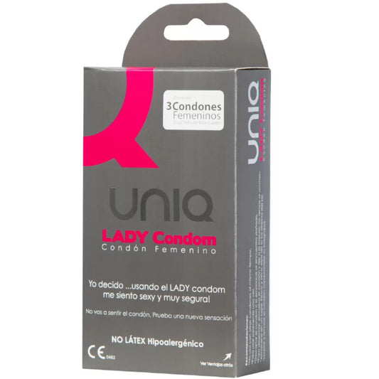 LADY CONDOM PRESERVATIVOS FEMININOS SEM LÁTEX COM CINTA LIGA 3 UNIDADES
