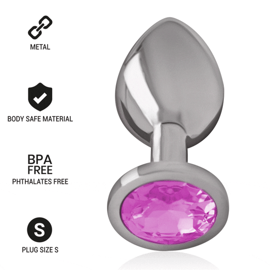 PLUG ANAL DE METAL DE ALUMÍNIO COM CRISTAL ROSA TAMANHO S