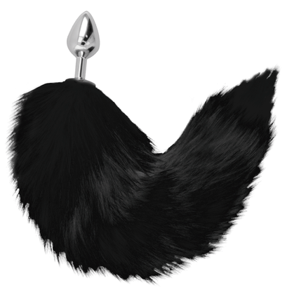 PLUG ANAL PRATA 8 CM COM CAUDA PRETA