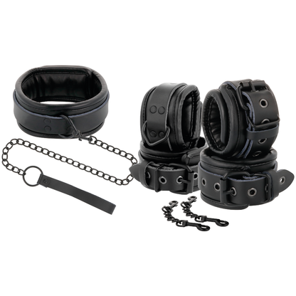 ALGEMAS E COLAR DE COURO PRETO