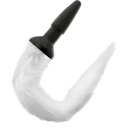 PLUG ANAL DE SILICONE COM CAUDA BRANCA