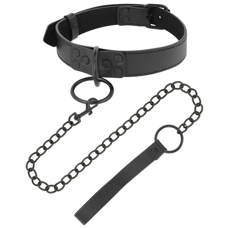 DARKNESS THIN BLACK FULL COLLAR  WITH LEASH