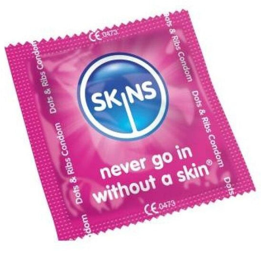 SKINS PRESERVATIVOS DOTS & RIBS 500 UNIDADES